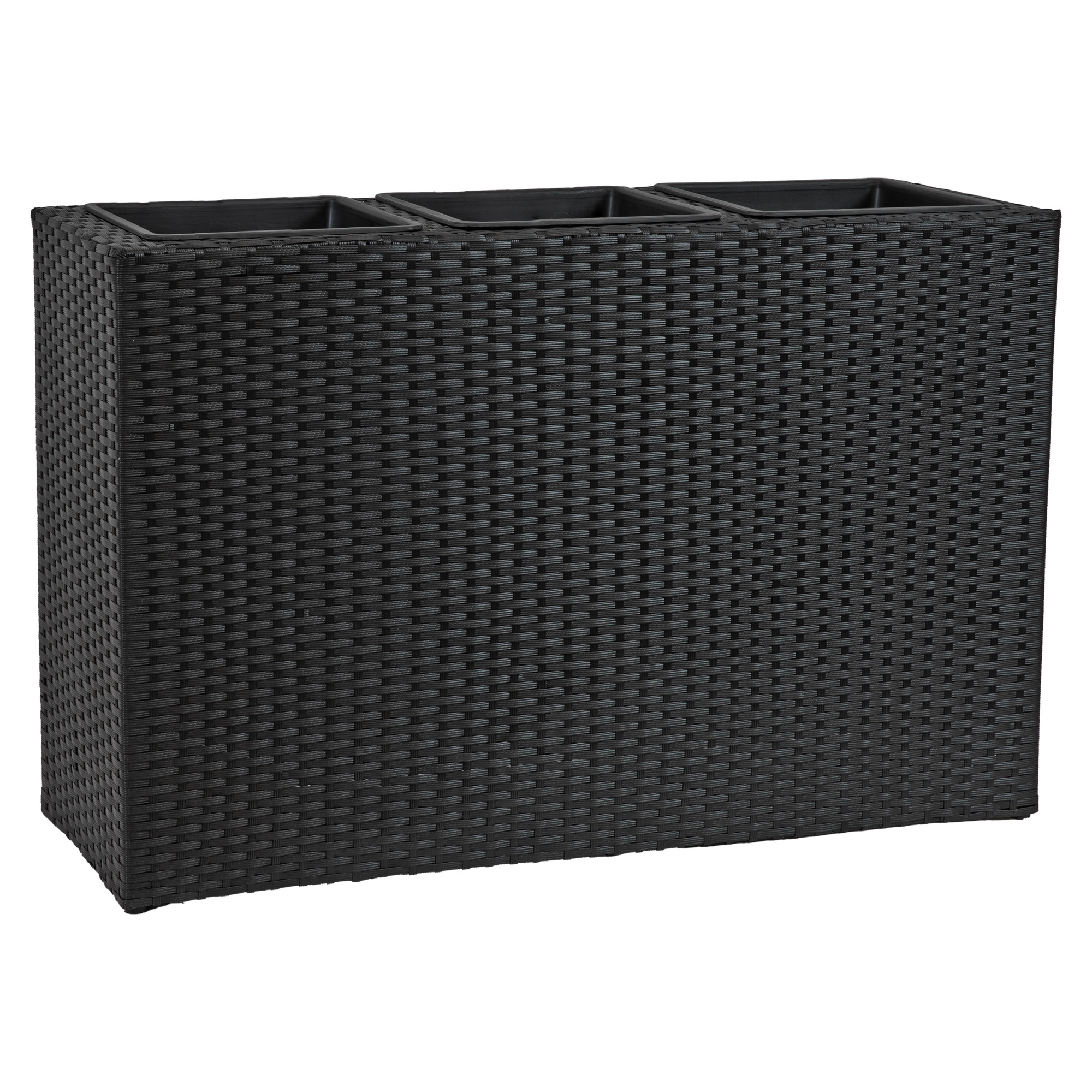 Sunnydaze 3-Section Wicker Planter Box — Indoor/Outdoor, Black, Polypropylene, Model# NHU-8951
